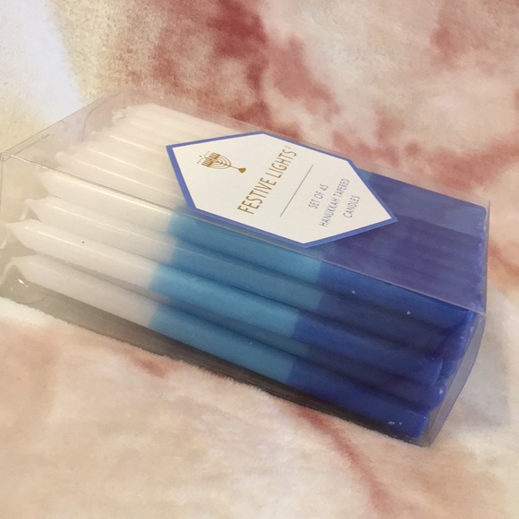 Festive Lights Hanukkah Candle Set of 45 count NWT Variagated Color Bluetowhite - Picture 4 of 10